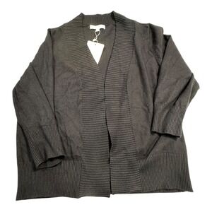 GoMamee‎ Women's Black Ribbed Open Front Cardigan Sweater, Small